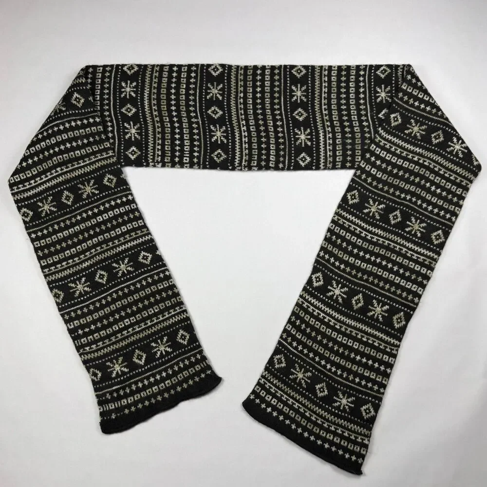 Bohemian Black and White Patterned Muffler Scarf Long 72 Inch